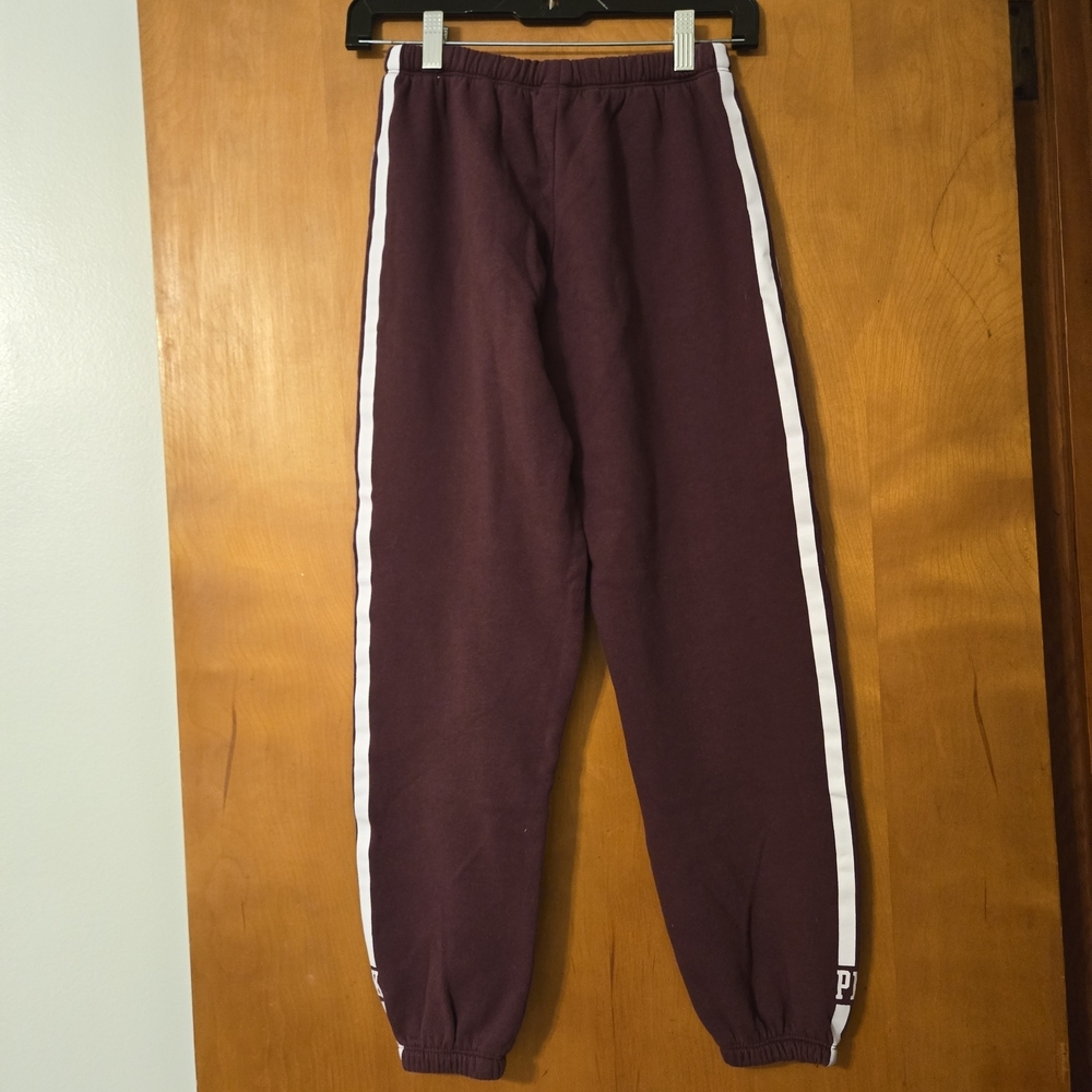 Victoria's Secret PINK Maroon Logo Side Stripe Sweatpants Size XS - Picture 2 of 4